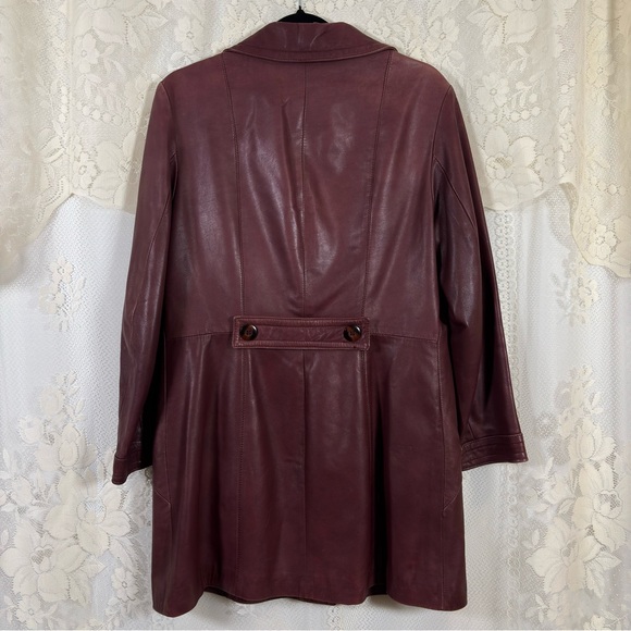 Vintage Danier Italian Leather Blazer Jacket Burgundy Mid Length Size Medium - Picture 8 of 10